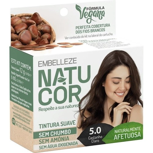 Tintura Permanente Natucor 75g 5.0 Castanho Claro Castanha Do Pará Unit
