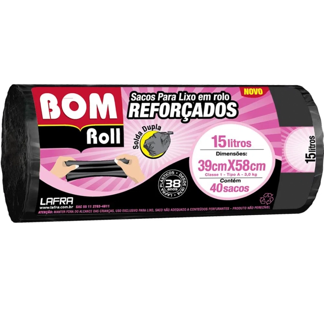 Saco Lixo Bom Roll Preto