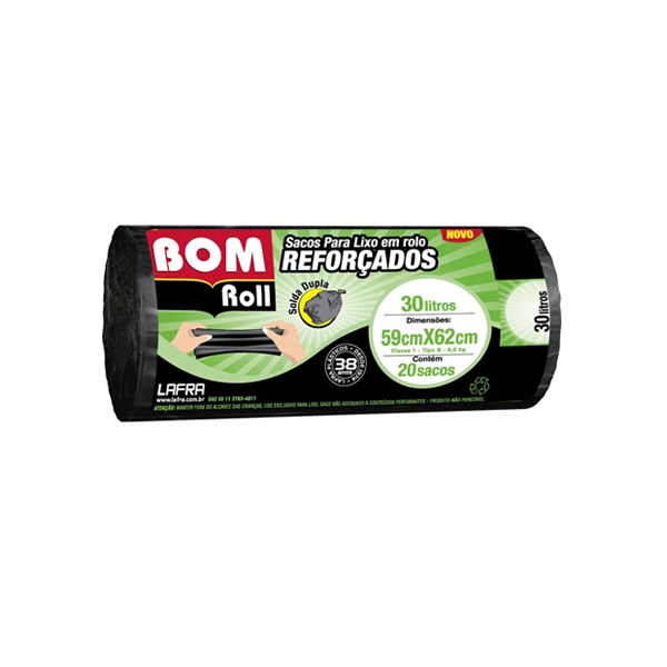 Saco De Lixo Em Rolo Preto Bom 50 Litros