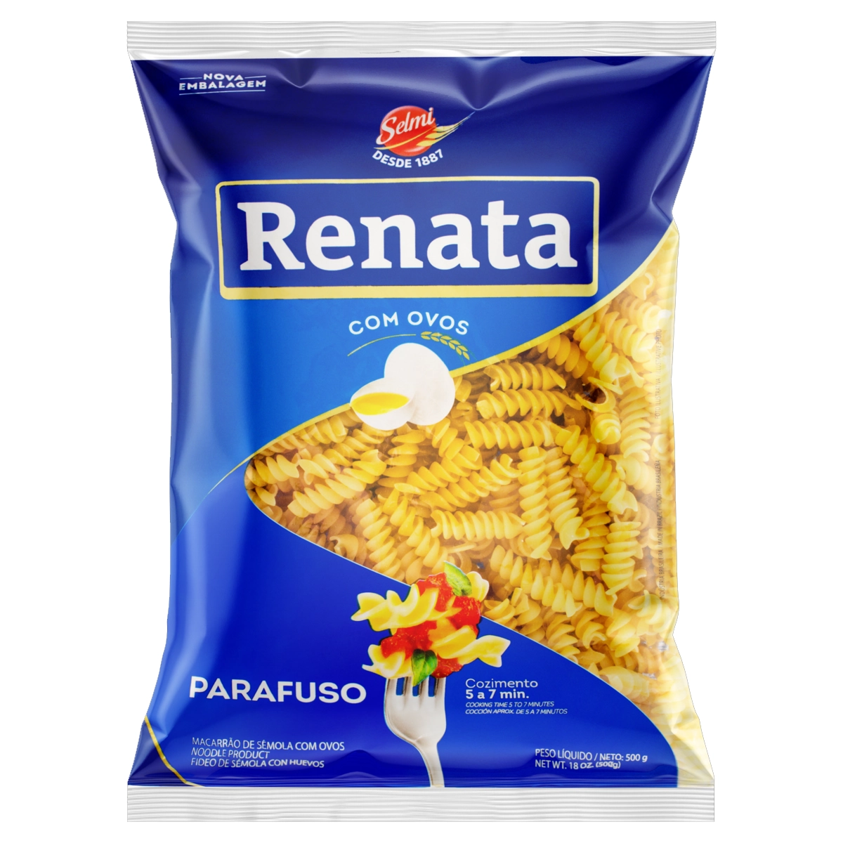 Macarrão De Sêmola Com Ovos Parafuso Renata Pacote 500g