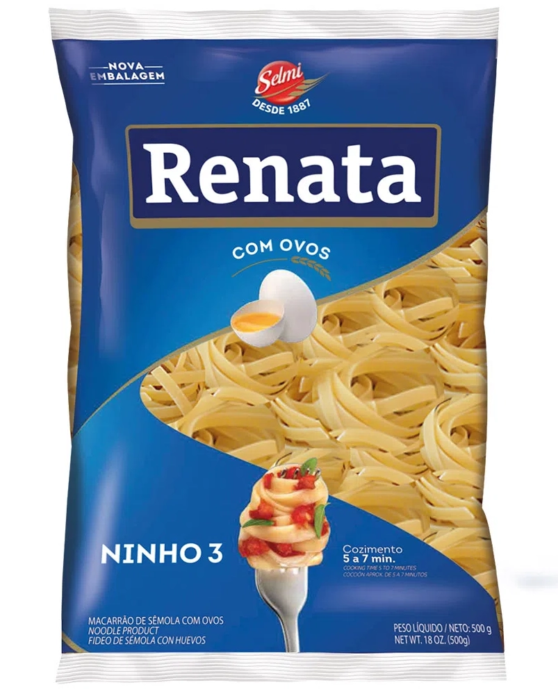 Macarrão De Sêmola Com Ovos Ninho 3 Renata Pacote 500g