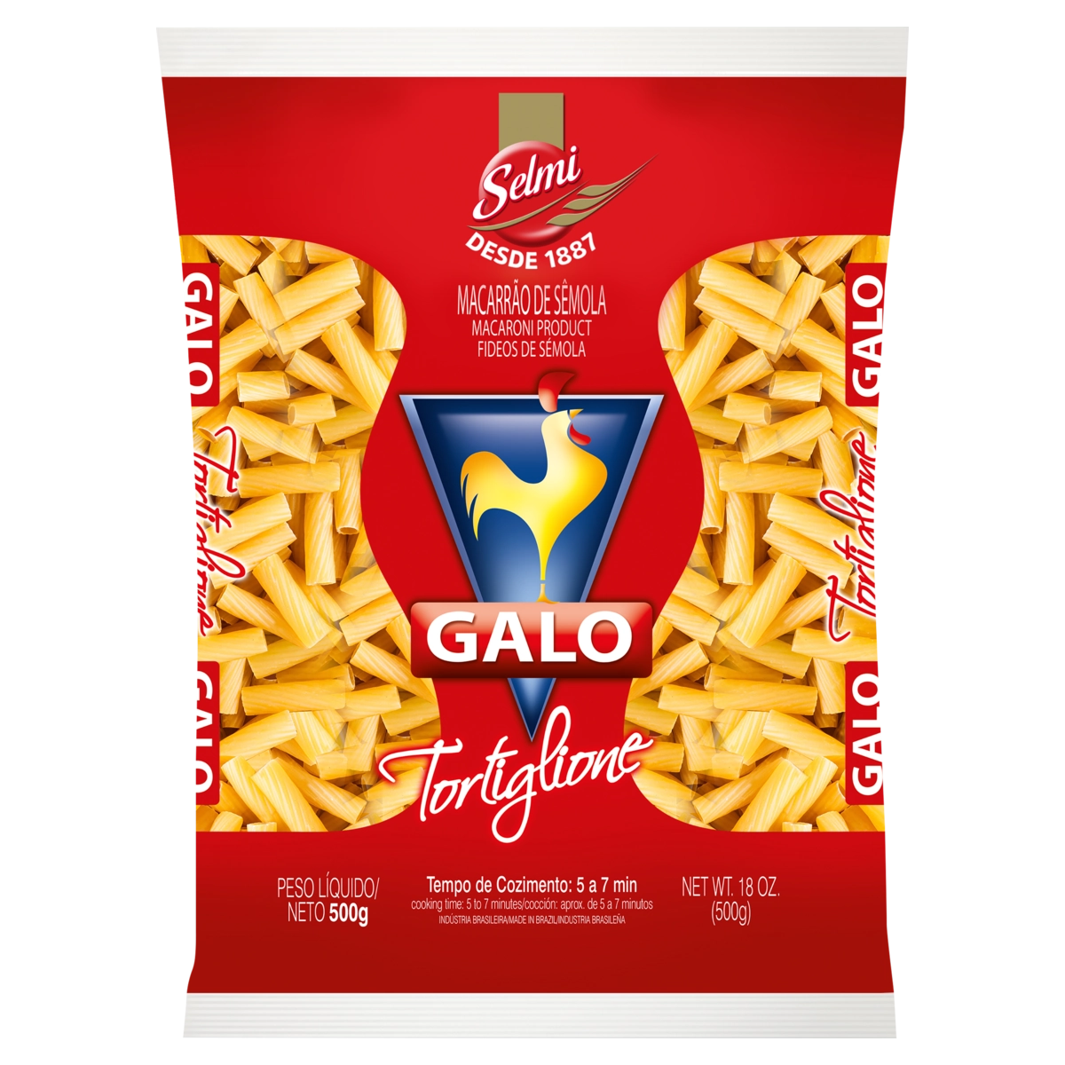 Macarrão De Sêmola Tortiglione Galo Pacote 500g