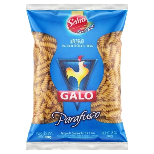 Macarrão Semolado Parafuso Galo Pacote 500g