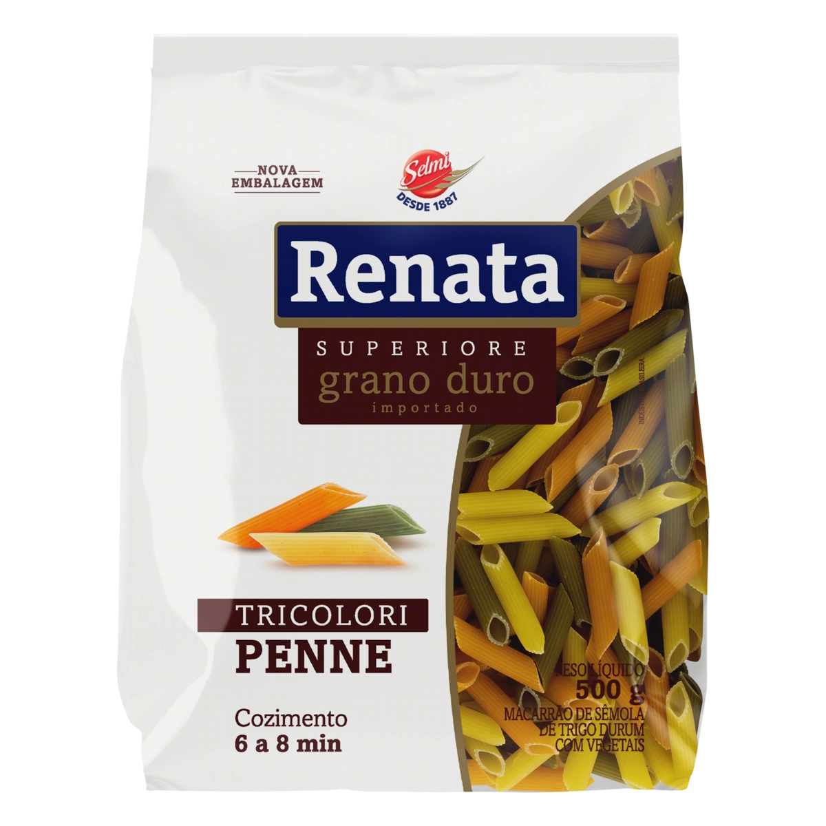 Macarrão De Sêmola Com Ovos Tricolori Com Vegetais Pena Renata Pacote 500g