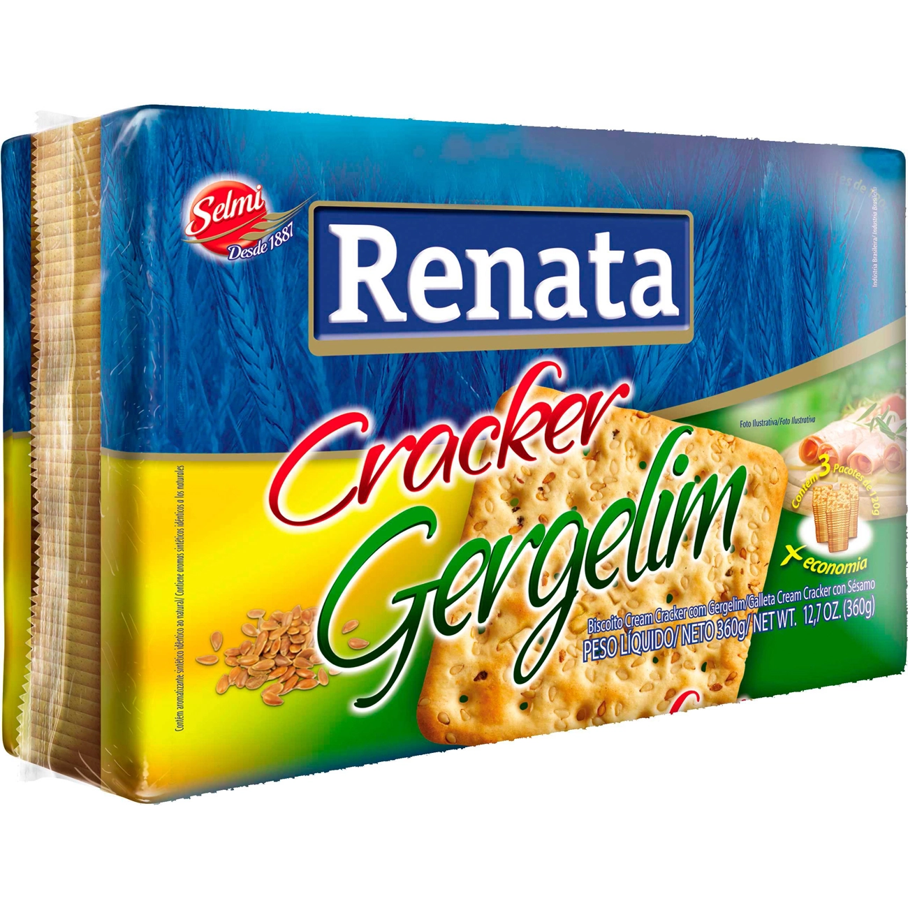 Biscoito Cracker Com Gergelim Renata Pacote 360g