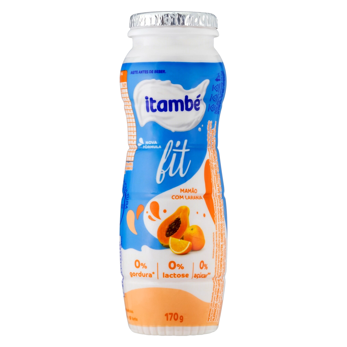 Iogurte Desnatado Mamão Zero Lactose Itambé Fit Frasco 170g