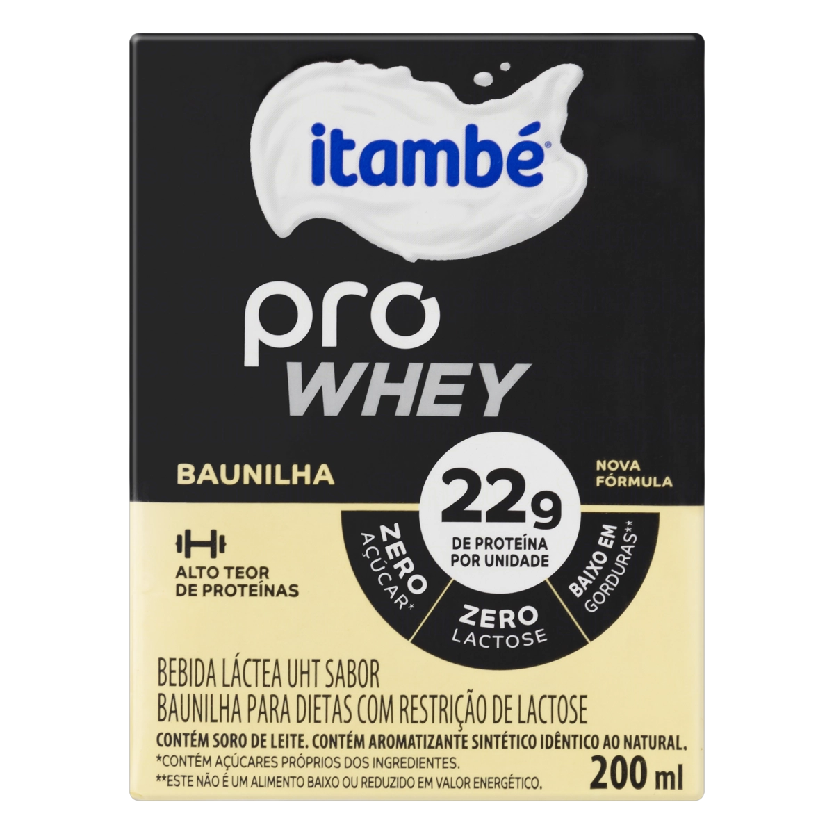 Bebida Láctea Uht Baunilha Zero Lactose Itambé Pro Whey Caixa 200ml