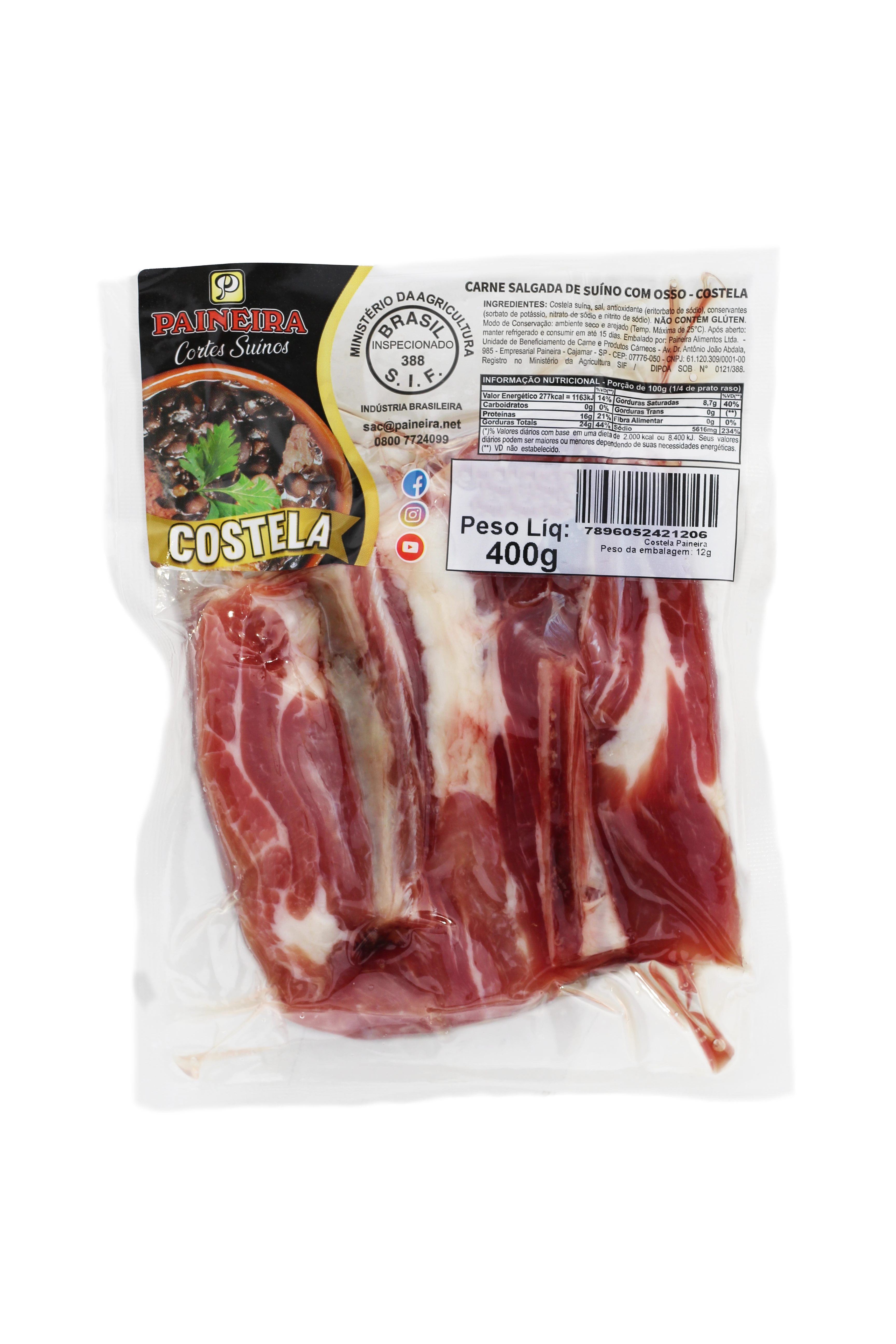 Costela Suina Salg. Triang. Un. 400 G Cx 6 Kg