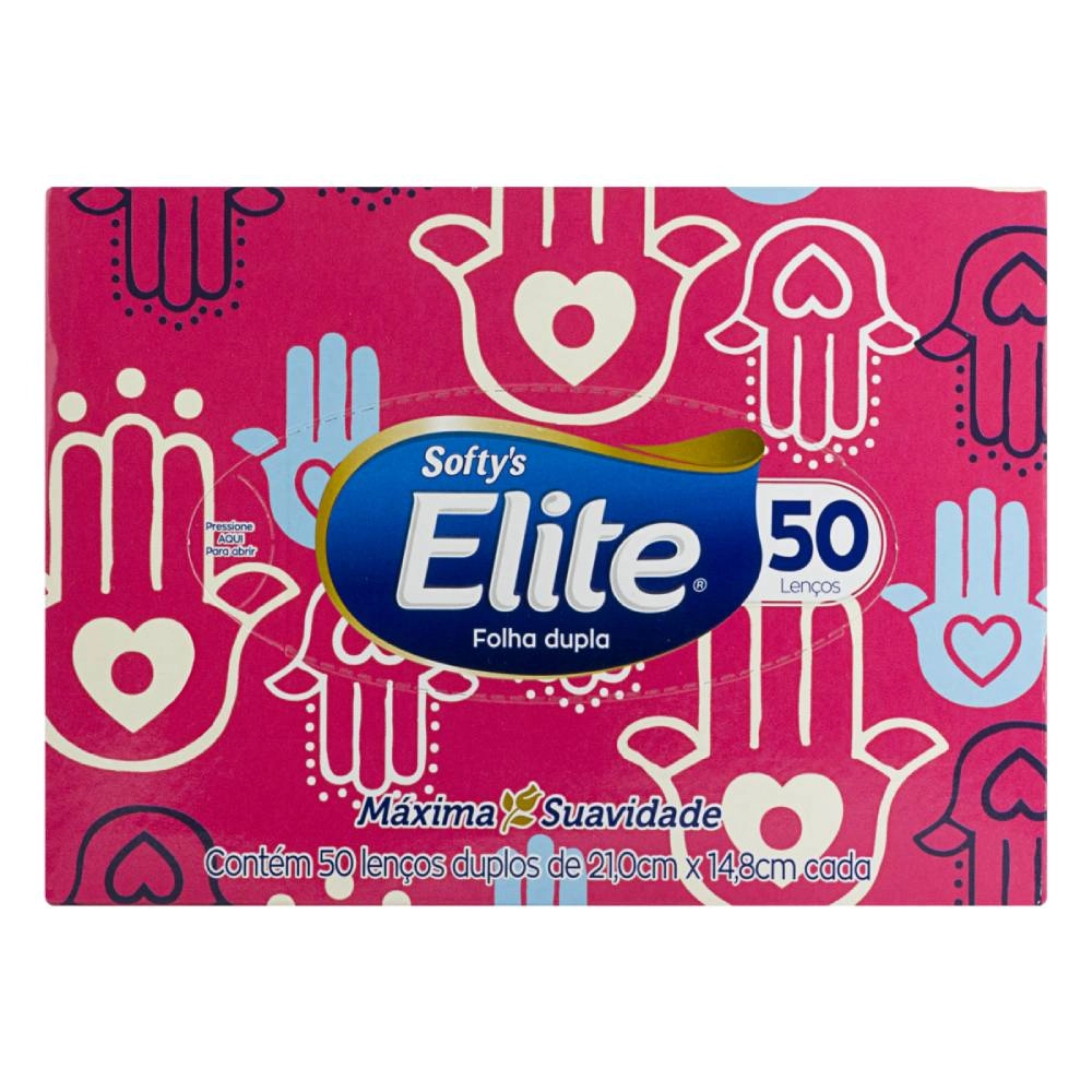 Lenço De Papel Folha Dupla Elite Softys 21,0cm X 14,8cm Caixa 50 Unidades