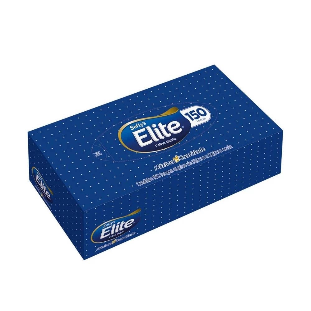 Lenço De Papel Folha Dupla Elite Softys 21,0cm X 22,2cm Caixa 150 Unidades