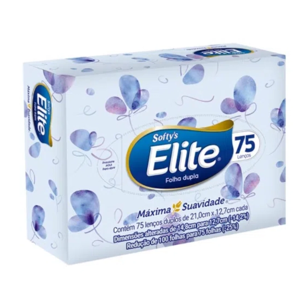 Lenço De Papel Folha Dupla Suave Elite Softys Caixa Leve 100 Pague 75 Unidades