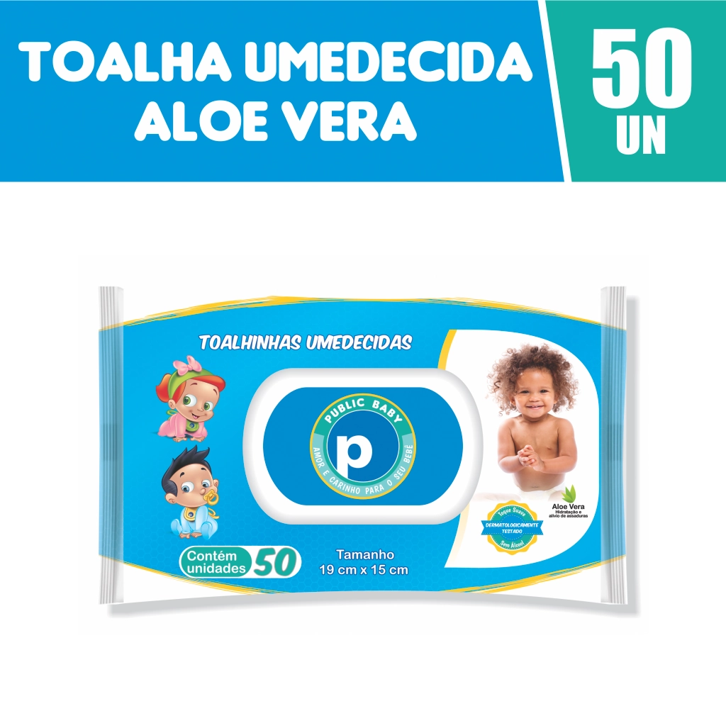 Toalha Umedecida Aloe Vera C/ 50 Public