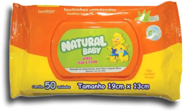Toalha Umedecida Suave Natural Baby Wipes Mãe E Filho 19cm X 15cm Pacote 50 Unidades