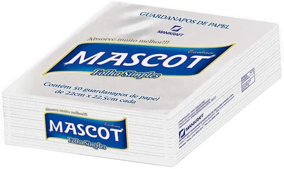 Guardanapo De Papel Folha Simples Mascot Excelence 22cm X 22,5cm Pacote 50 Unidades
