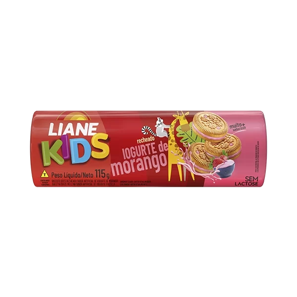 Bisc Rech Liane Kids Iogurte Morango S/lactose 115g