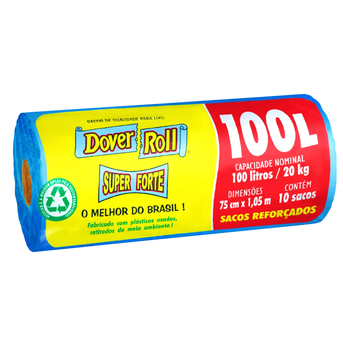 Saco Para Lixo Reforçado Azul 100l Dover Roll Super Forte 10 Unidades