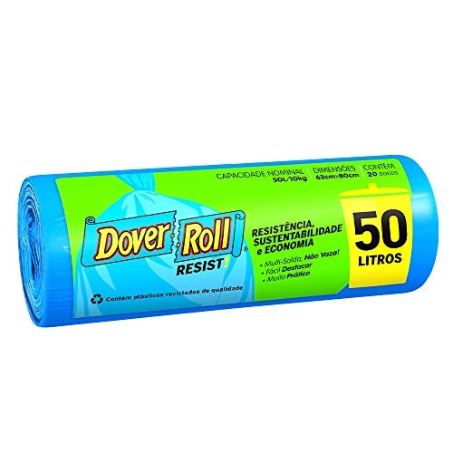 Saco Para Lixo Azul 50l Dover Roll Resist 20 Unidades