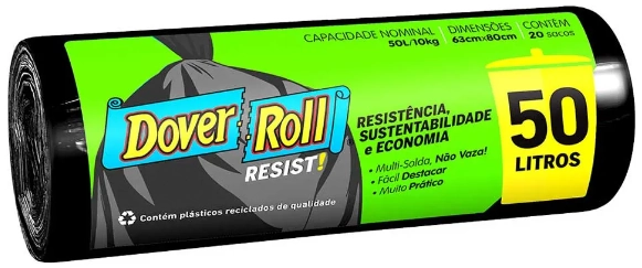 Saco Para Lixo 50l Dover Roll Resist 20 Unidades