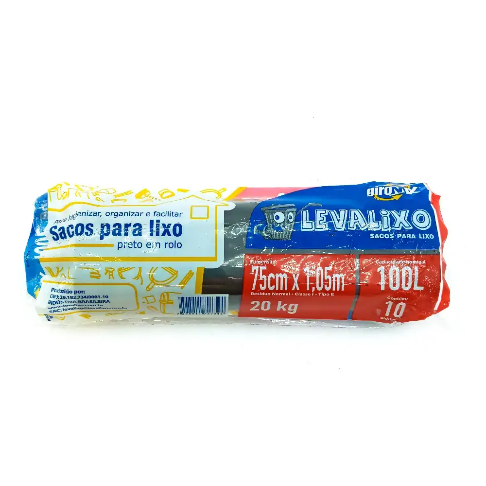 Saco Para Lixo Preto 100l Dover Roll Resist 15 Unidades