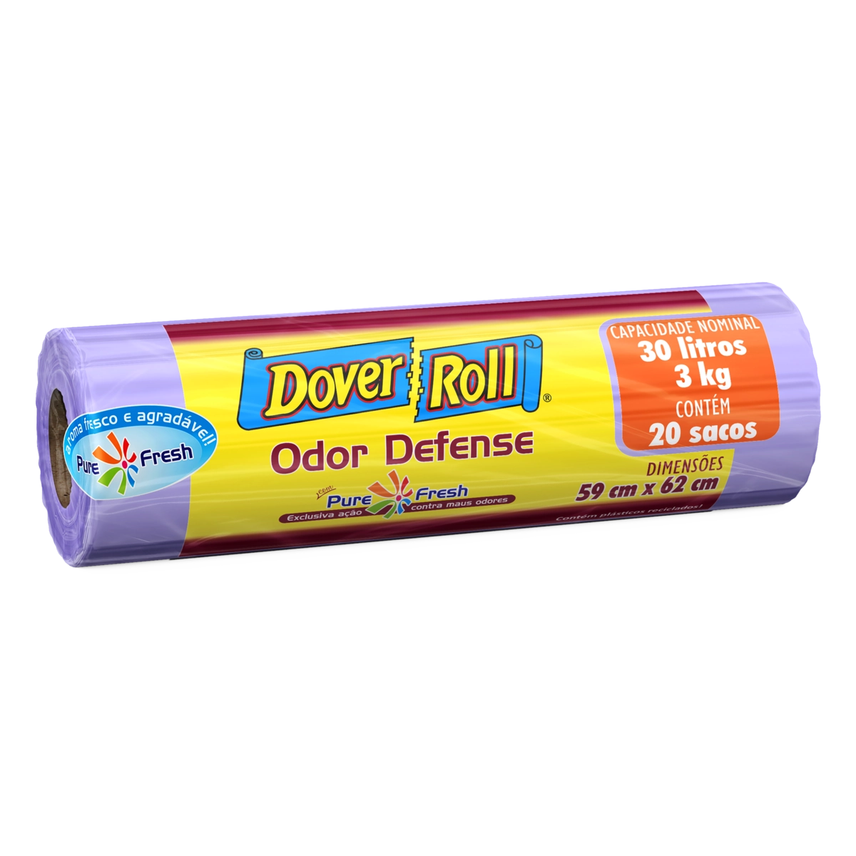 Saco Para Lixo Pure Fresh 30l Dover Roll Odor Defense 20 Unidades