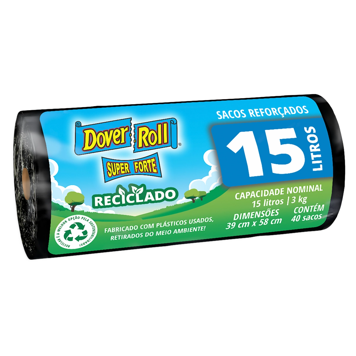 Saco Para Lixo Preto Reforçado 15l Dover Roll Super Forte 40 Unidades