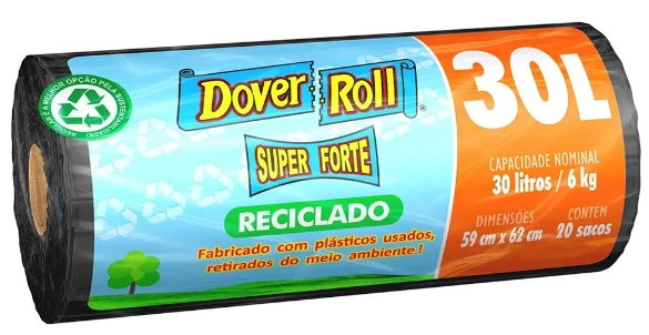 Saco Para Lixo Reforçado 30l Dover Roll Super Forte 20 Unidades