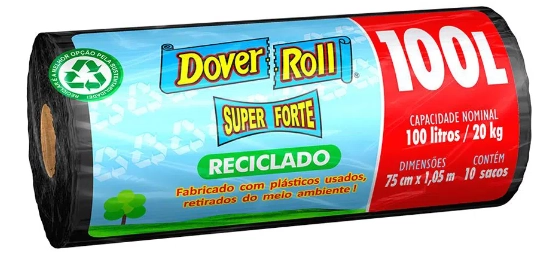 Saco Para Lixo Reforçado 100l Dover Roll Super Forte 10 Unidades
