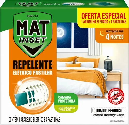 Kit 1 Aparelho 4 Repelentes Pastilha Elétrico Mat Inset