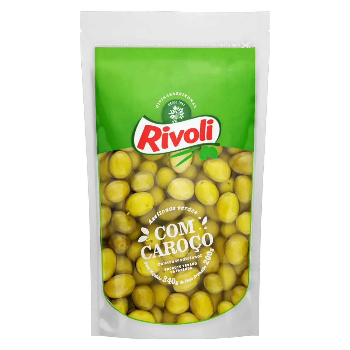 Azeitona Verde Em Conserva Com Caroço Rivoli Sachê 200g