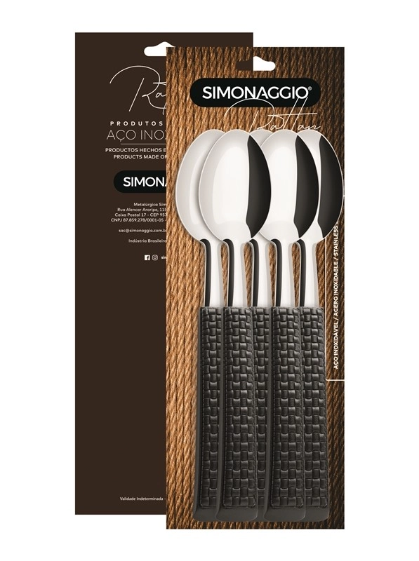 Jogo Colheres Rattan C/6pcs Preto