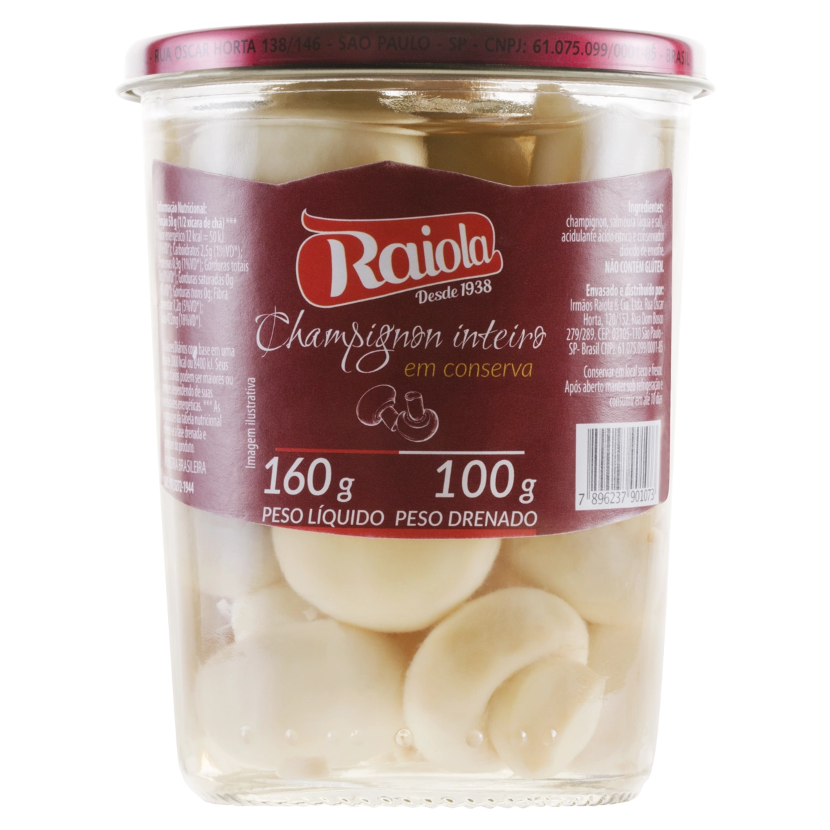 Cogumelo Champignon Em Conserva Inteiro Raiola Copo 100g