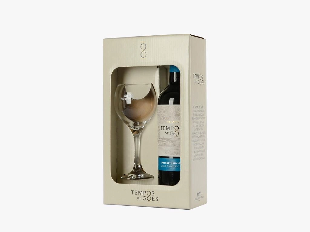 Kit Taça Vinho Brasileiro Tinto Seco Clássico Tempos De Góes Cabernet Sauvignon São Roque 750ml