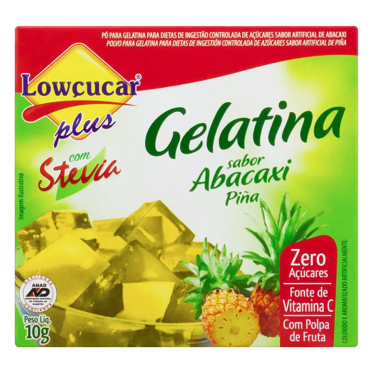 Gelatina Pó Com Stevia Abacaxi Diet Lowçucar Plus Caixa 10g