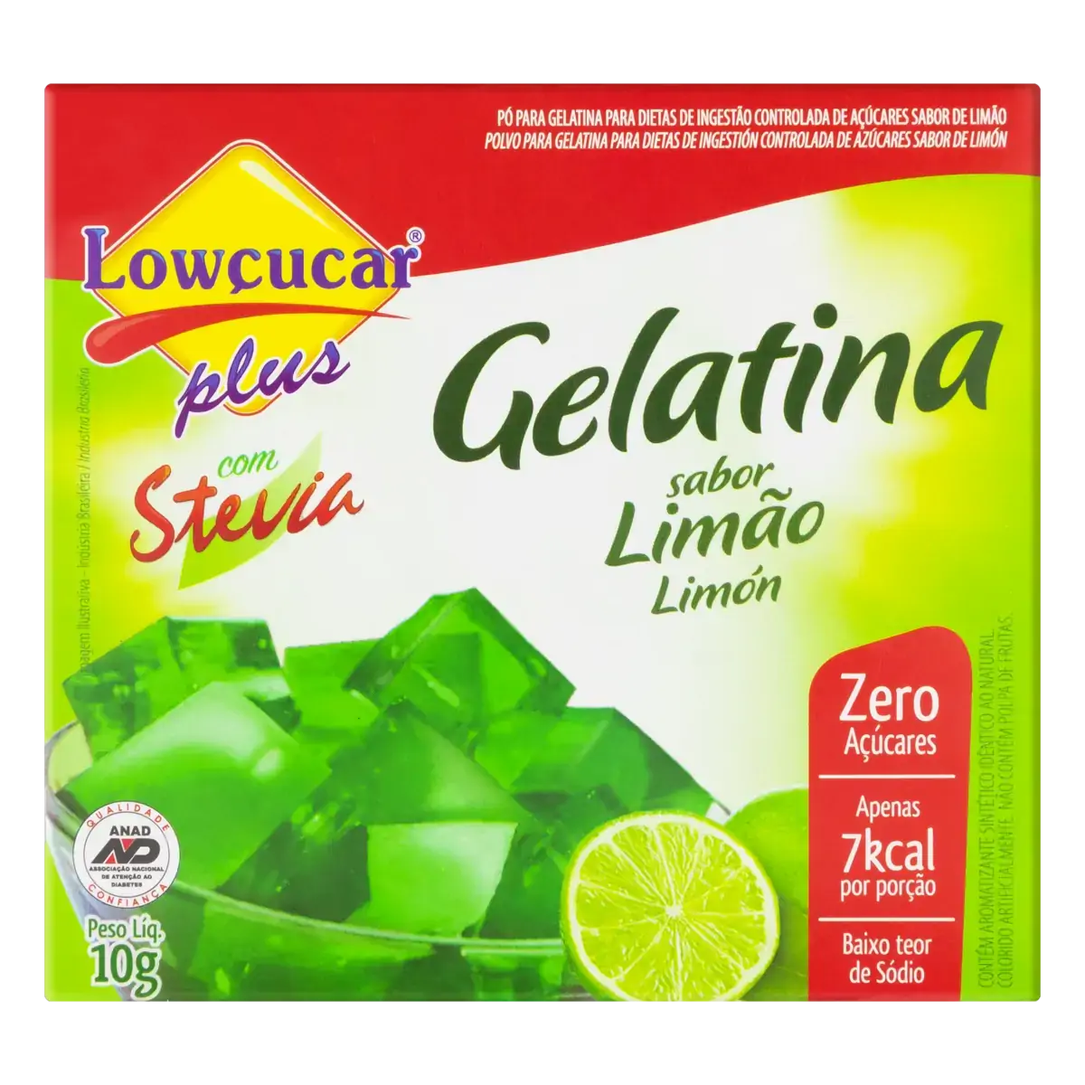Gelatina Pó Com Stevia Limão Diet Lowçucar Plus Caixa 10g