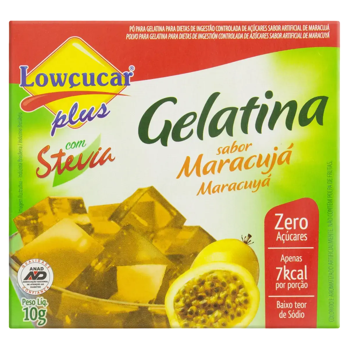 Gelatina Pó Com Stevia Maracujá Zero Açúcar Lowçucar Plus Caixa 10g