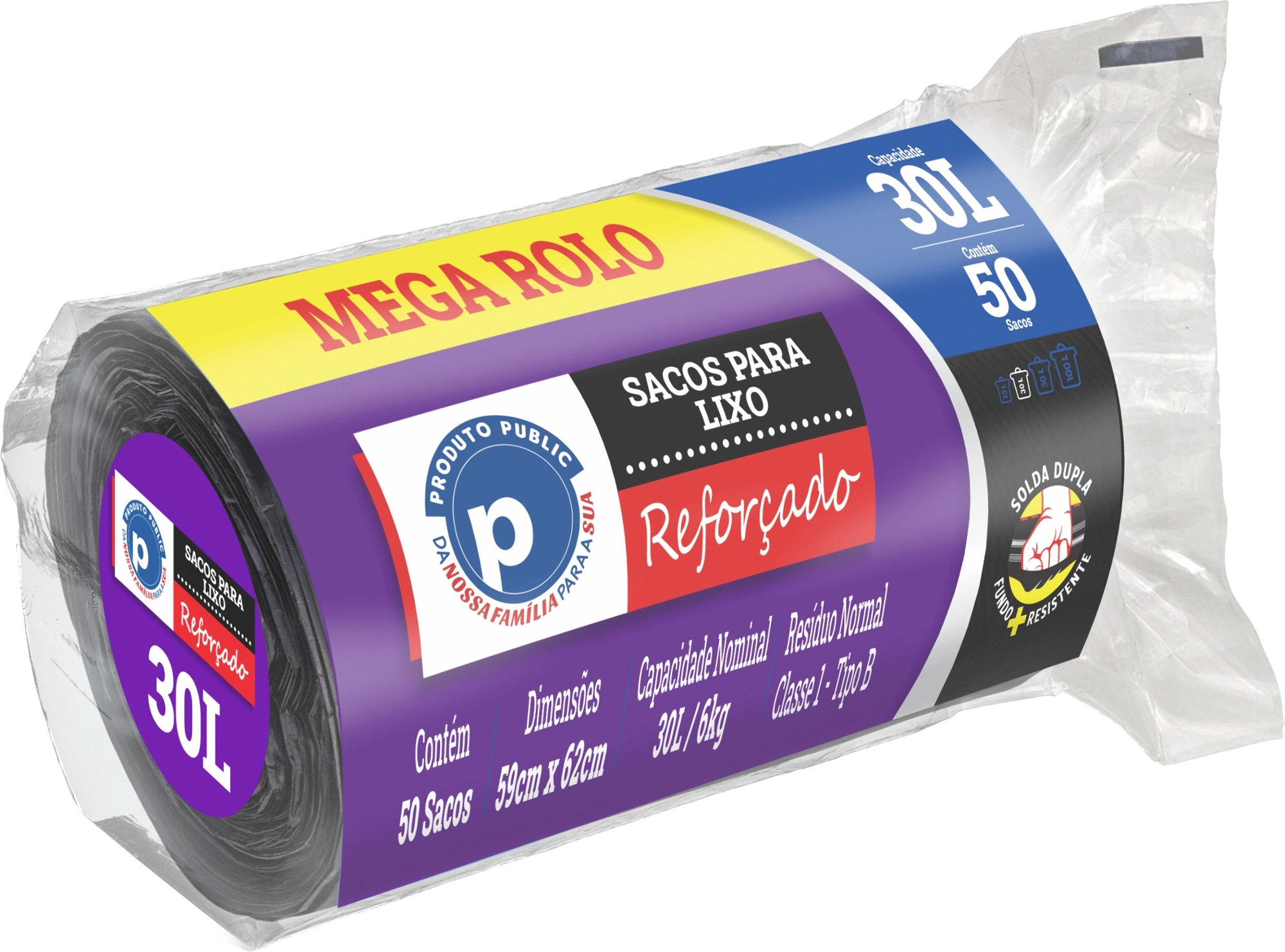 Saco P/ Lixo Public 30l Reforcado Preto C/ 50 Un