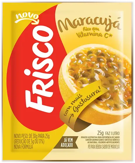 Refresco Em Pó Maracujá Frisco Pacote 25g