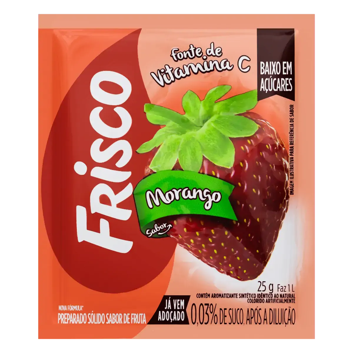 Refresco Em Pó Morango Frisco Pacote 25g