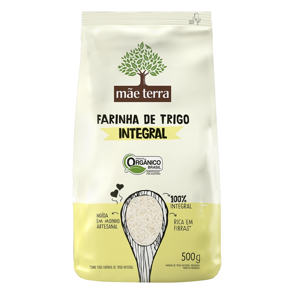 Farinha De Trigo Integral Orgânica Mãe Terra Pacote 500g