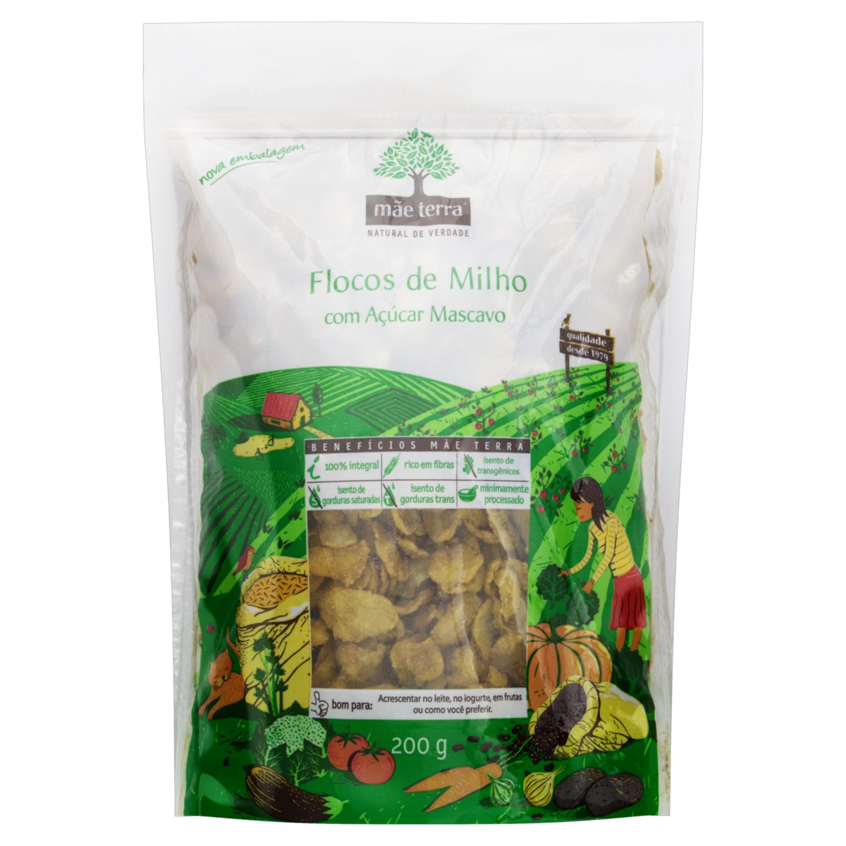 Cereal Matinal Com Açúcar Mascavo Integral Mãe Terra Pacote 200g