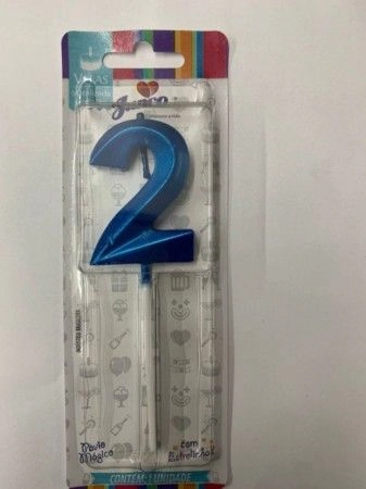 Vela Aniv. No Palito Metalizada Azul N.2