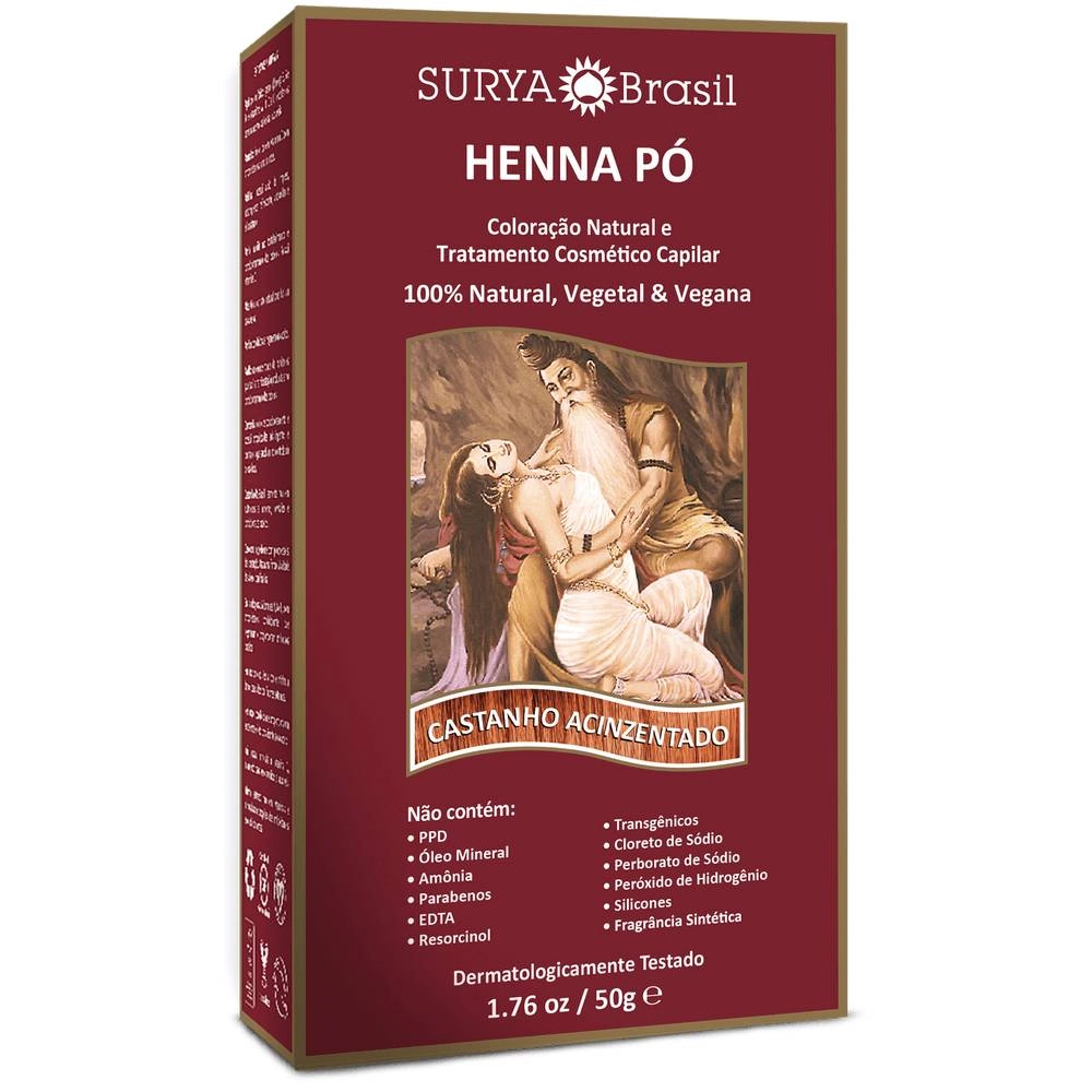 Tintura Henna Surya Pó Castanho Acinzentado