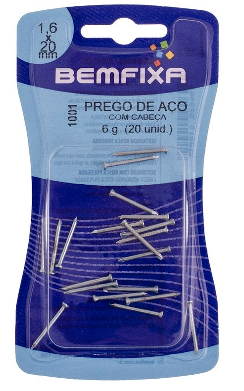 Prego A?o Com Cabe?a 1,60 X 20 Mm Com 20 Unidades Bemfixa