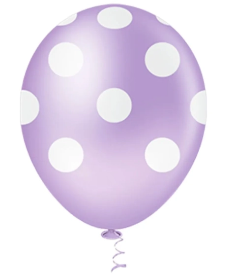 Balao Pic 10 Dec Bolinha Lilas Bco C/25