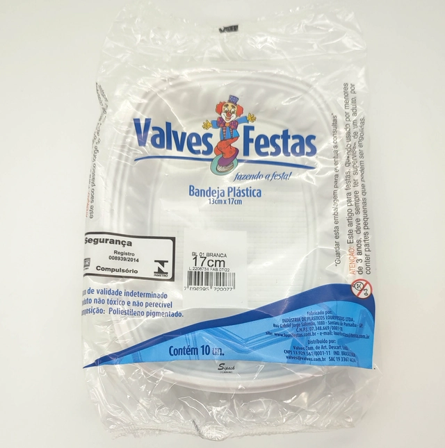 Bandeja Plástica Valves Festas 13x17cm 10u