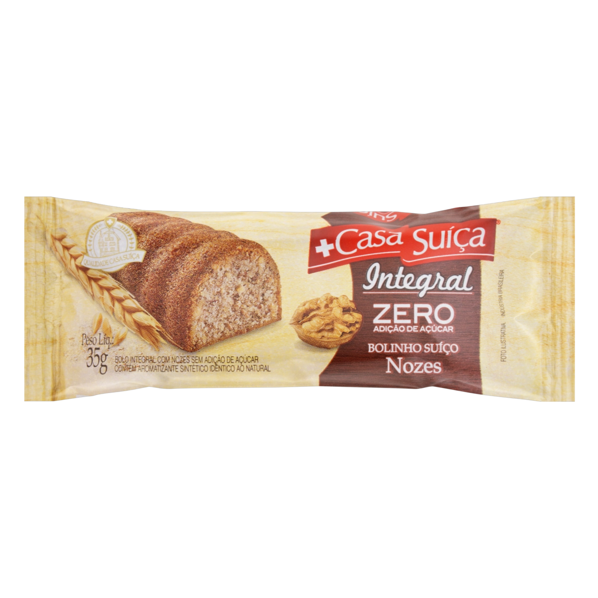 Bolinho Suíço Integral Nozes Casa Suíça Pacote 35g