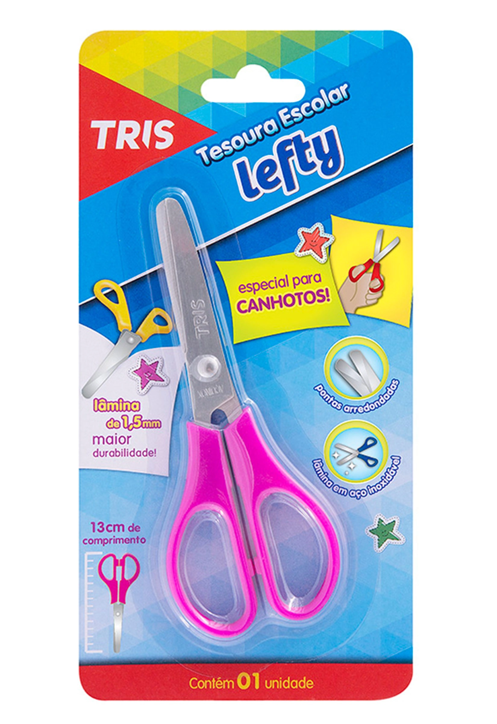 Tesoura Tris Esc.lefty 13cm Canhoto