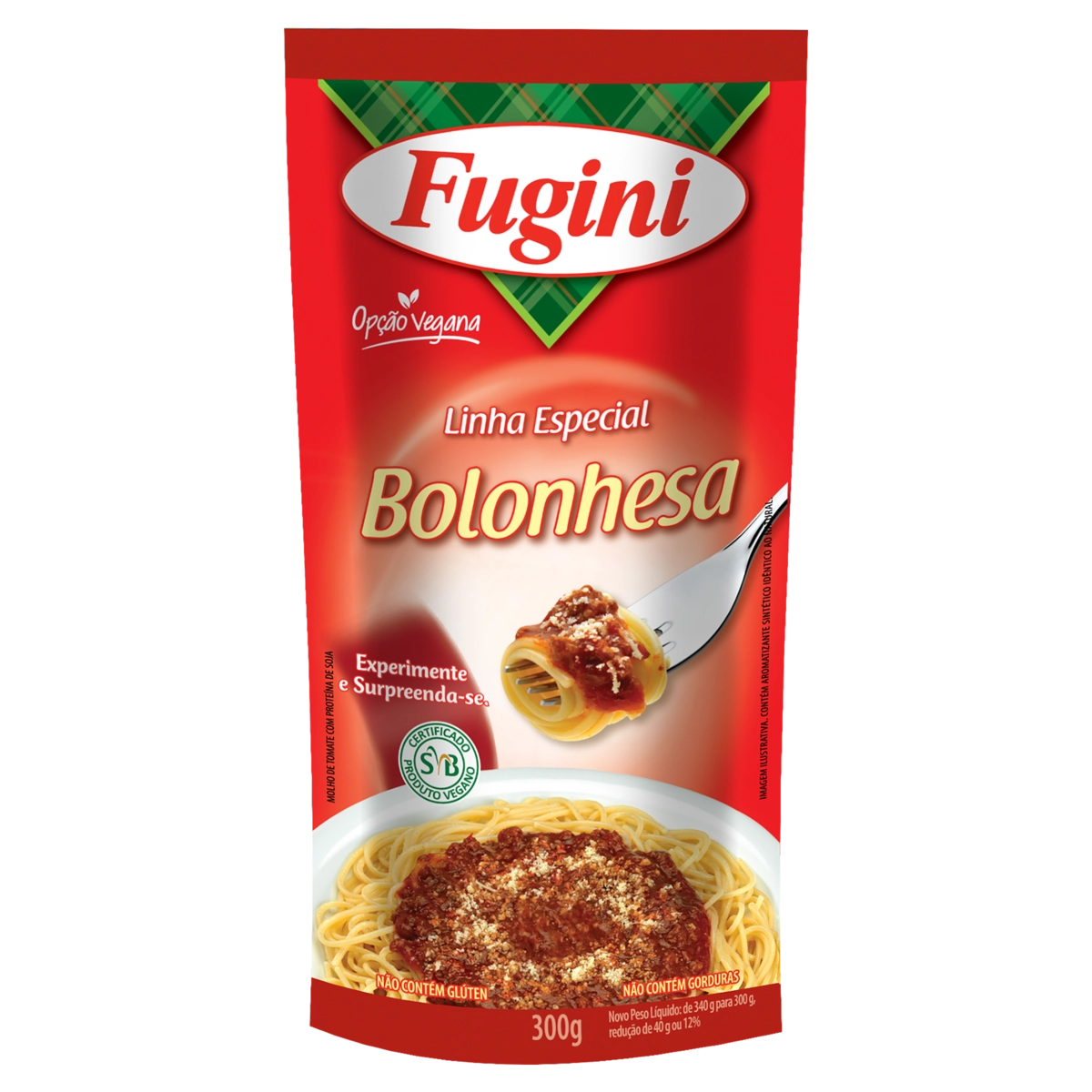Molho De Tomate à Bolonhesa Vegano Fugini Especial Sachê 300g