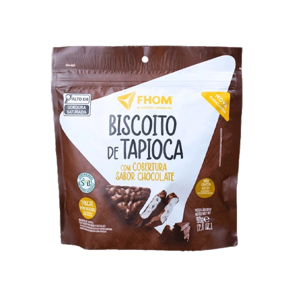 Biscoito De Tapioca Cobertura Chocolate Fhom Pouch 60g