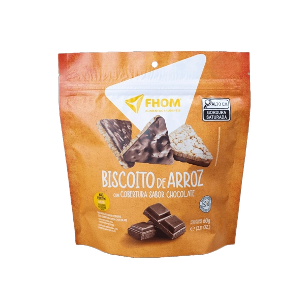 Biscoito De Arroz Integral Cobertura Chocolate Fhom Pouch 60g
